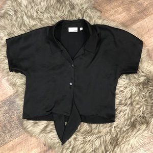 Wilfred Tops - Wilfred Huang Satin Tie-Front Blouse Wilfred Tops - Wilfred Huang Satin Tie-Front Blouse